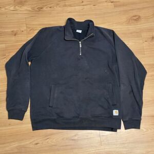 Carhartt 1/4 Zip Sweatshirt Mock Neck Pullover XL Black Cotton Blend K503 BLK